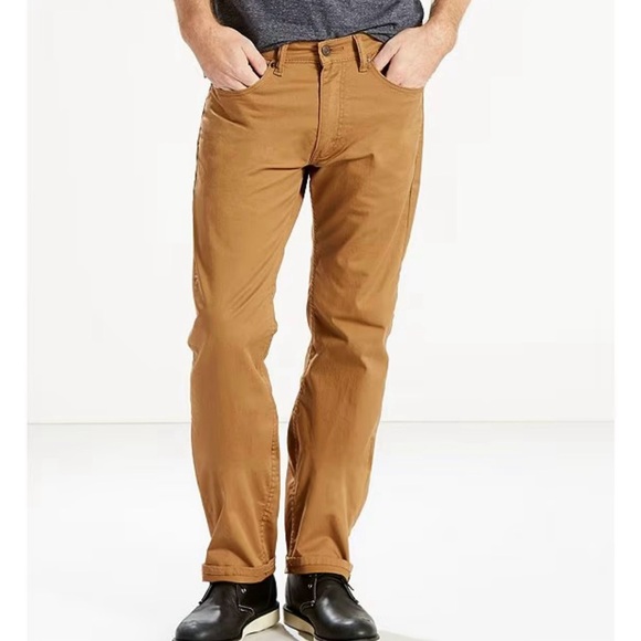 Levi's 505™ Straight-Fit Stretch Slub Twill Jeans Men’s Size 38x32 Brown Camel - Picture 1 of 10